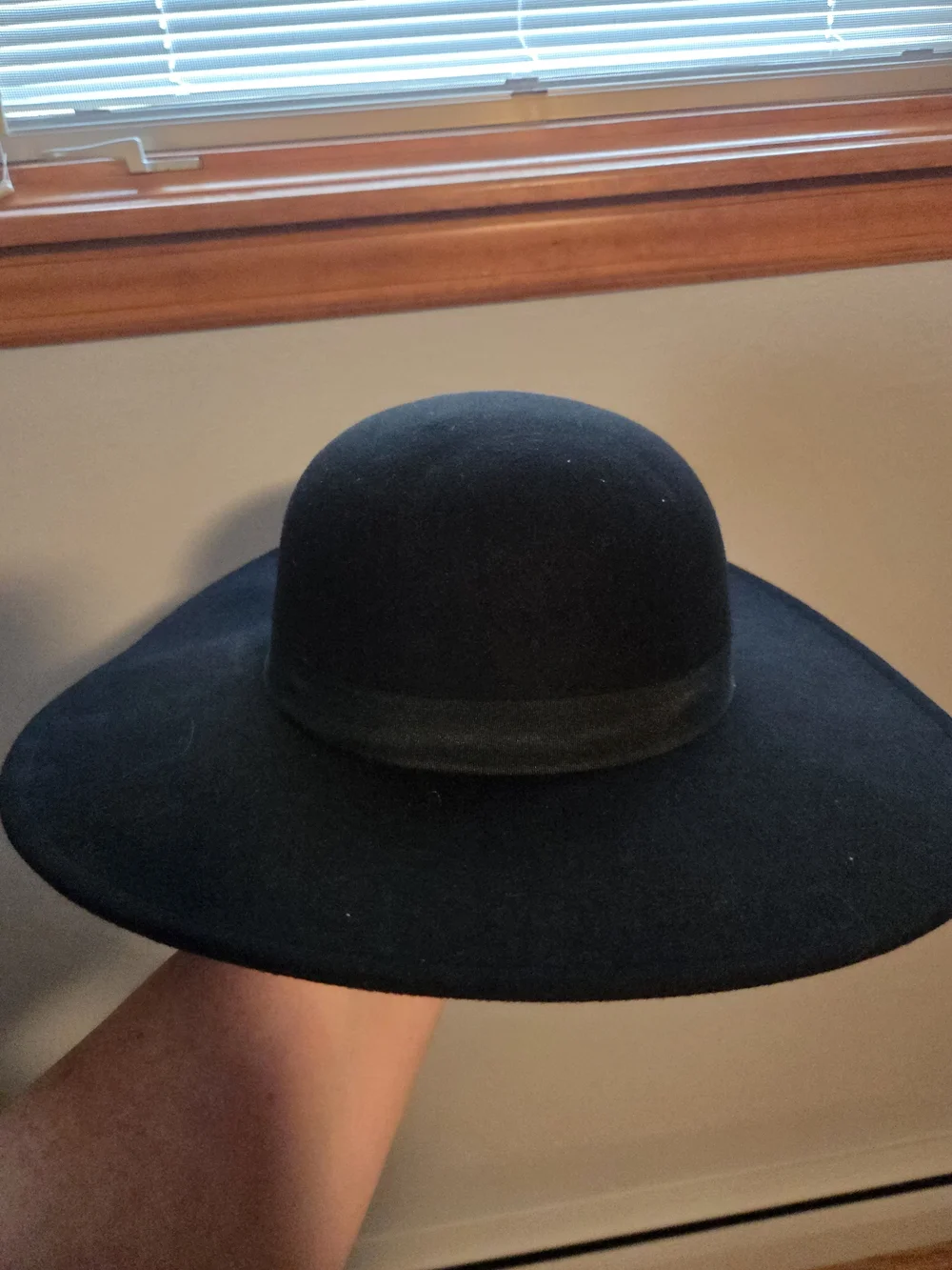 Hot Topic Black Wide-Brim Bowler-Style Felt Hat